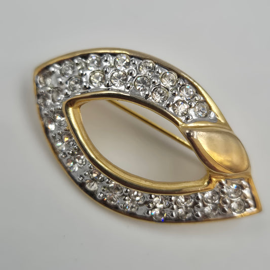 Elegante Vintage Brosche – Marquise-Form mit funkelndem Strass