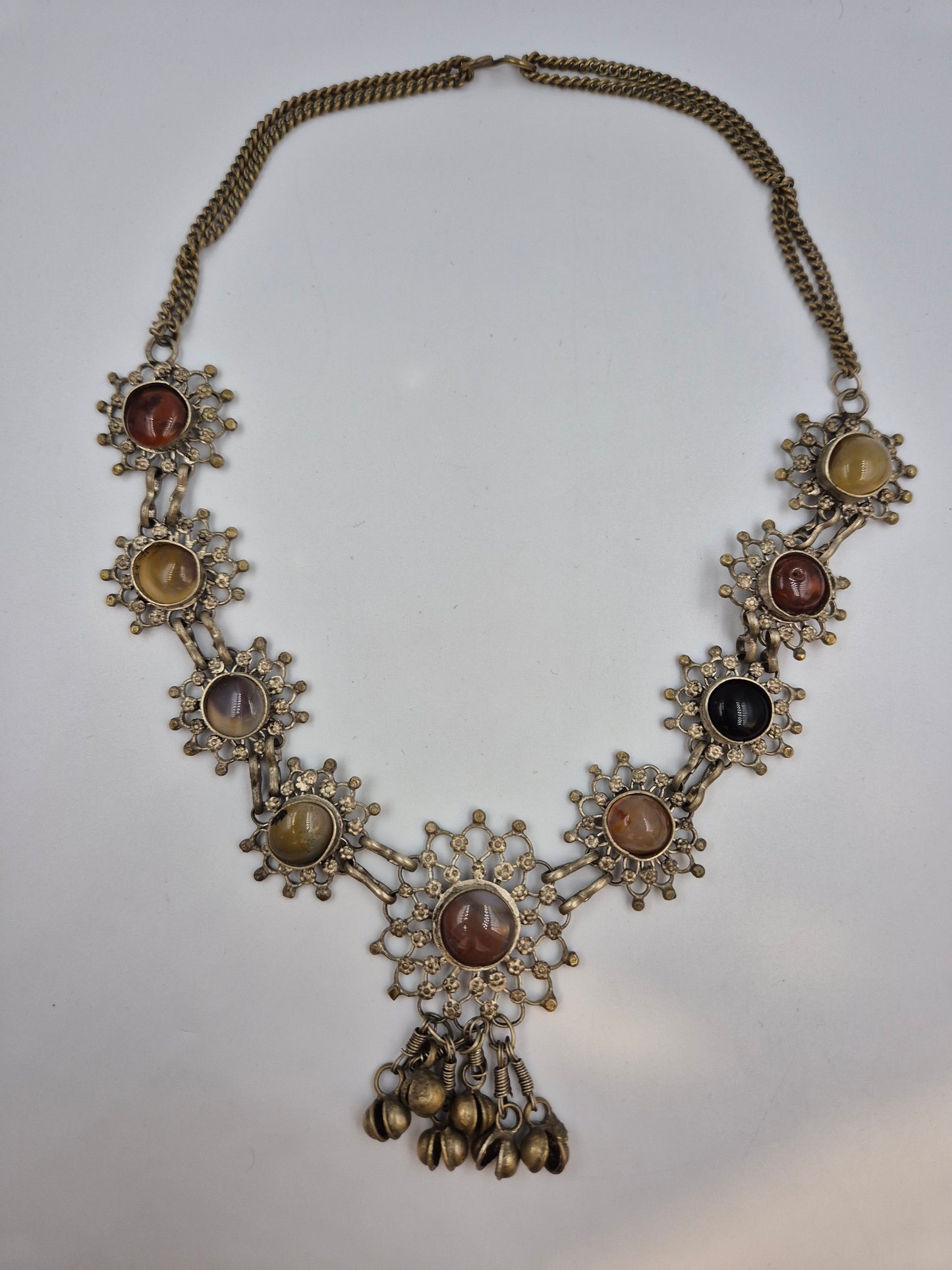 Vintage Statement Kette – Ethno-Stil mit bunten Natursteinen