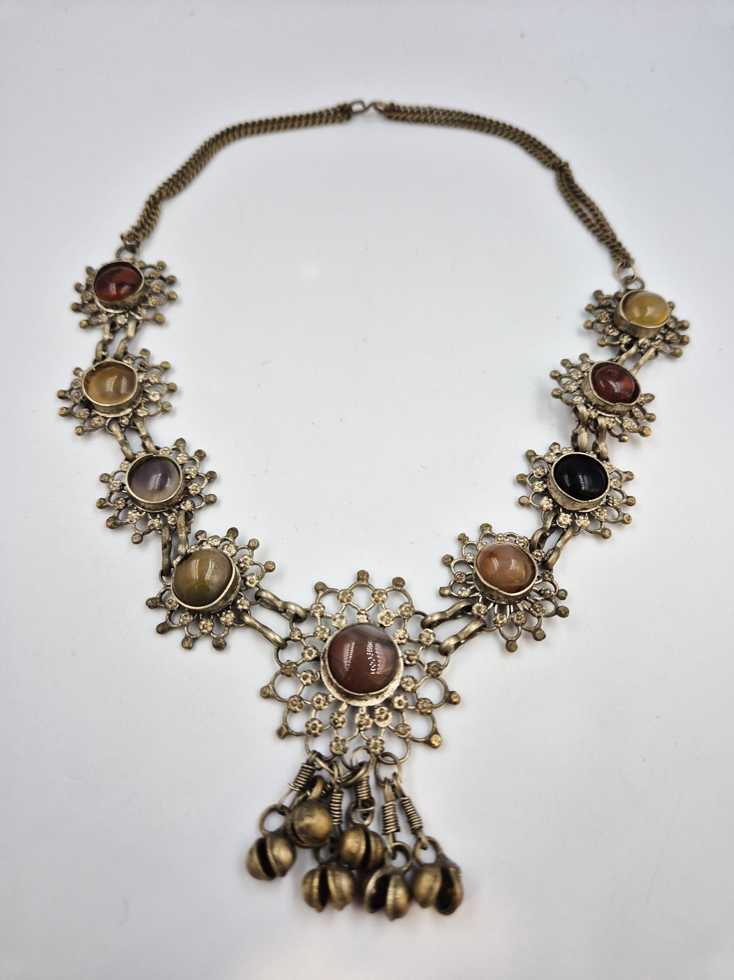 Vintage Statement Kette – Ethno-Stil mit bunten Natursteinen