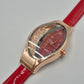 Moderne Damen Uhr mit beweglichen Steinen – Rotes Design