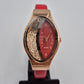 Moderne Damen Uhr mit beweglichen Steinen – Rotes Design