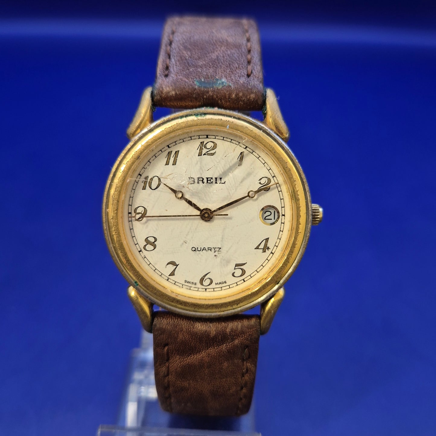 Klassische Breil Swiss Made Herren Uhr – Vintage Look mit Datumsanzeige