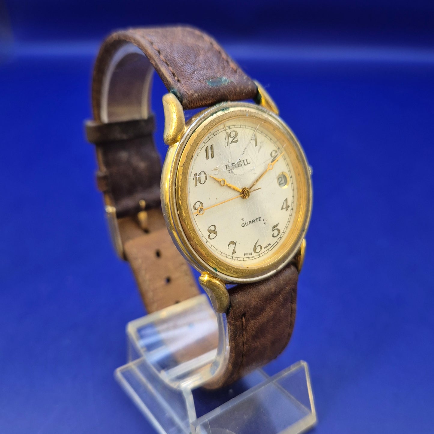 Klassische Breil Swiss Made Herren Uhr – Vintage Look mit Datumsanzeige