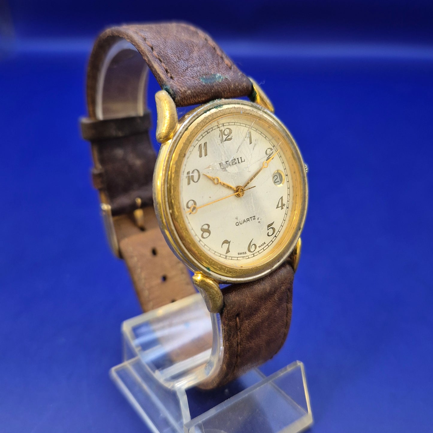 Klassische Breil Swiss Made Herren Uhr – Vintage Look mit Datumsanzeige