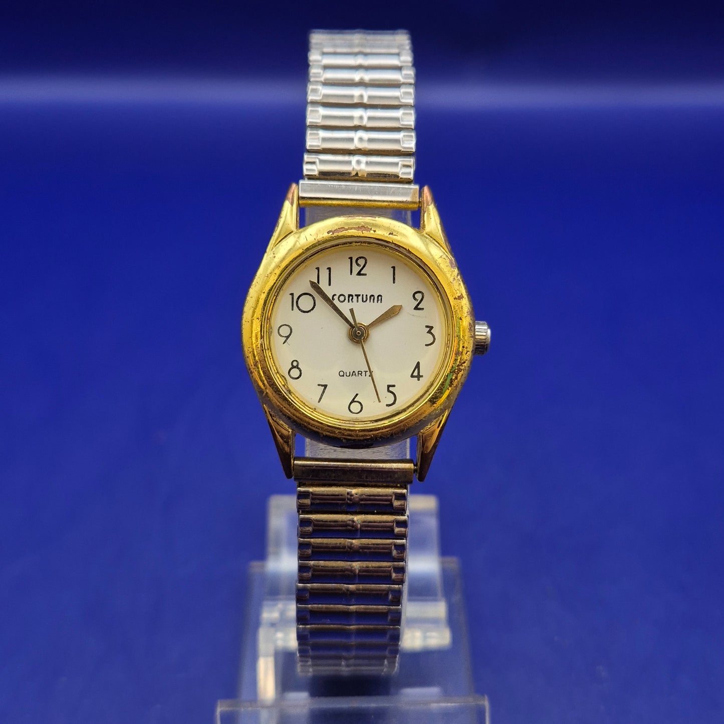Klassische Fortuna Damen Uhr – Goldener Vintage-Stil mit Zugband