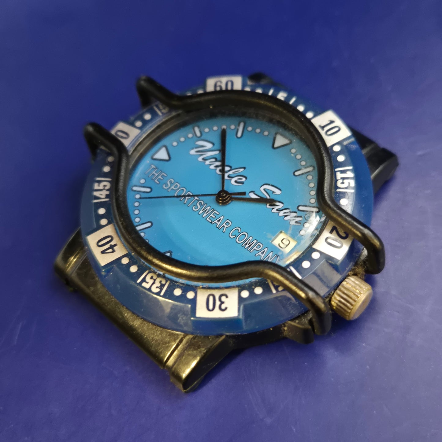 Uncle Sam Herren Uhr Gehäuse – Sportlicher Diver-Look in Blau