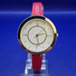 Elegante Damen Uhr in Rot – Minimalistisches Design mit Gold Akzenten