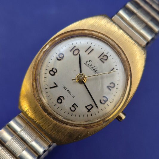 Klassische Exita Damen Uhr – Vergoldetes Vintage Design mit Fixo-Flex Band