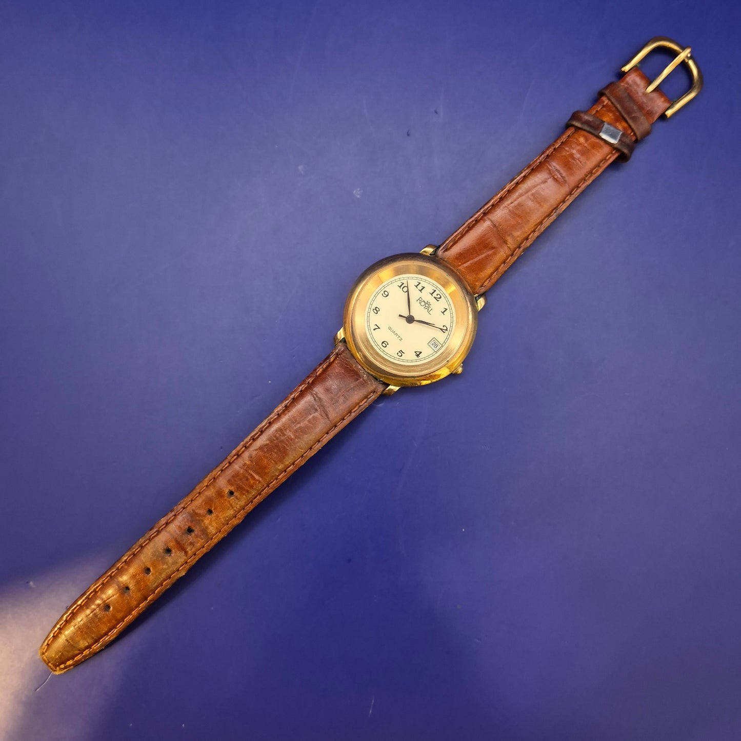 Klassische Royal Quartz Herren Uhr – Elegantes Gold Design mit Lederband