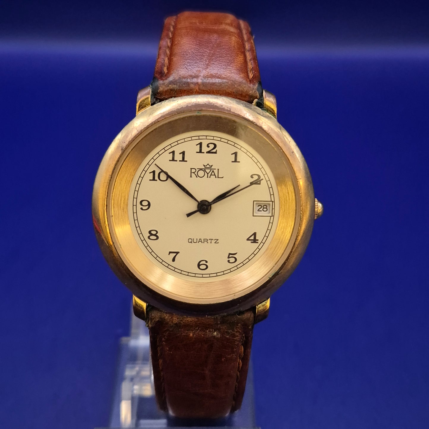 Klassische Royal Quartz Herren Uhr – Elegantes Gold Design mit Lederband