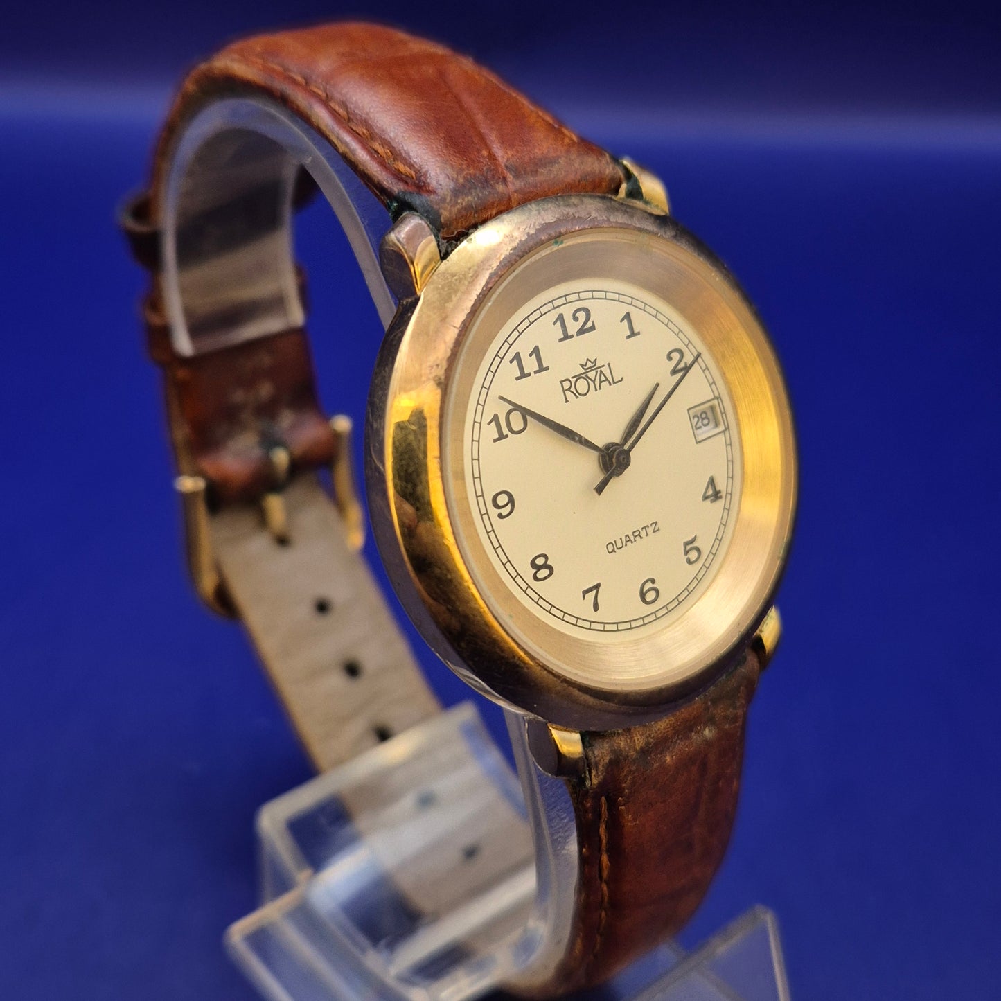 Klassische Royal Quartz Herren Uhr – Elegantes Gold Design mit Lederband