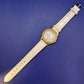 Elegante Damen Uhr mit Strassbesatz – Weißes Krokoband