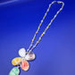 Bunte Stein Blumen Hals Kette – Farbenfrohes Design mit Anhänger