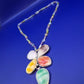Bunte Stein Blumen Hals Kette – Farbenfrohes Design mit Anhänger