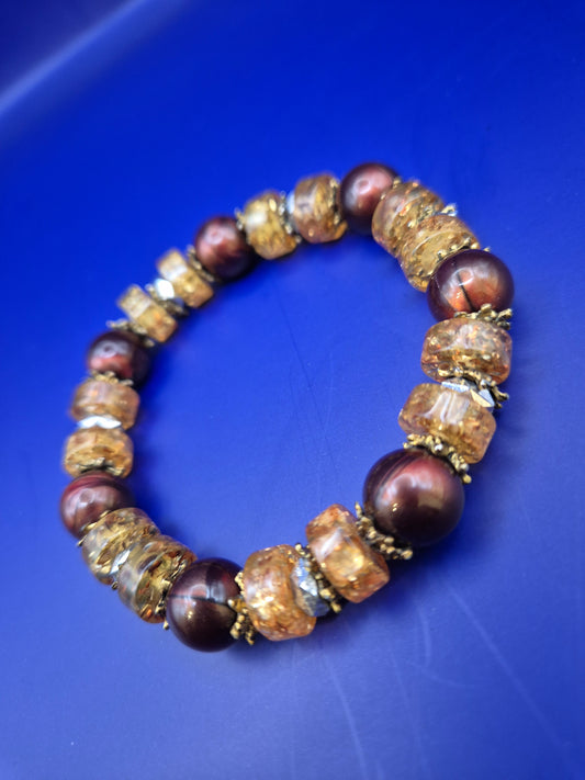 Stilvolles Perlen Armband in Braun und Amber – Eleganter Vintage Look