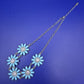 Elegante Statement Damen Kette – Florales Design mit blauen Elementen