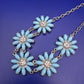 Elegante Statement Damen Kette – Florales Design mit blauen Elementen