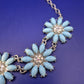 Elegante Statement Damen Kette – Florales Design mit blauen Elementen