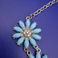 Elegante Statement Damen Kette – Florales Design mit blauen Elementen