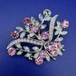 Elegante Damen Brosche mit Rosa Strasssteinen – Florales Design