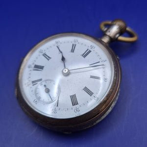 Antike Remontoir Zylinder Taschen Uhr – 800er Silber 10 Rubis