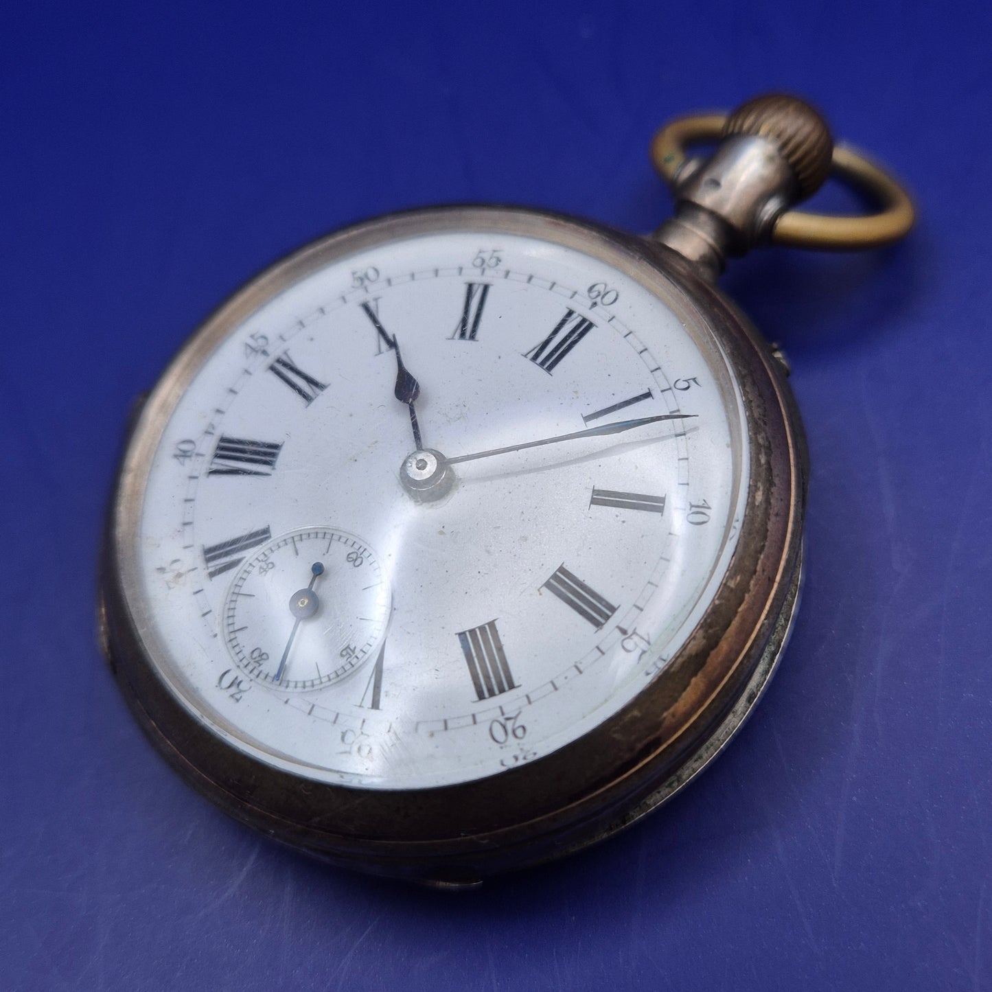 Antike Remontoir Zylinder Taschen Uhr – 800er Silber 10 Rubis