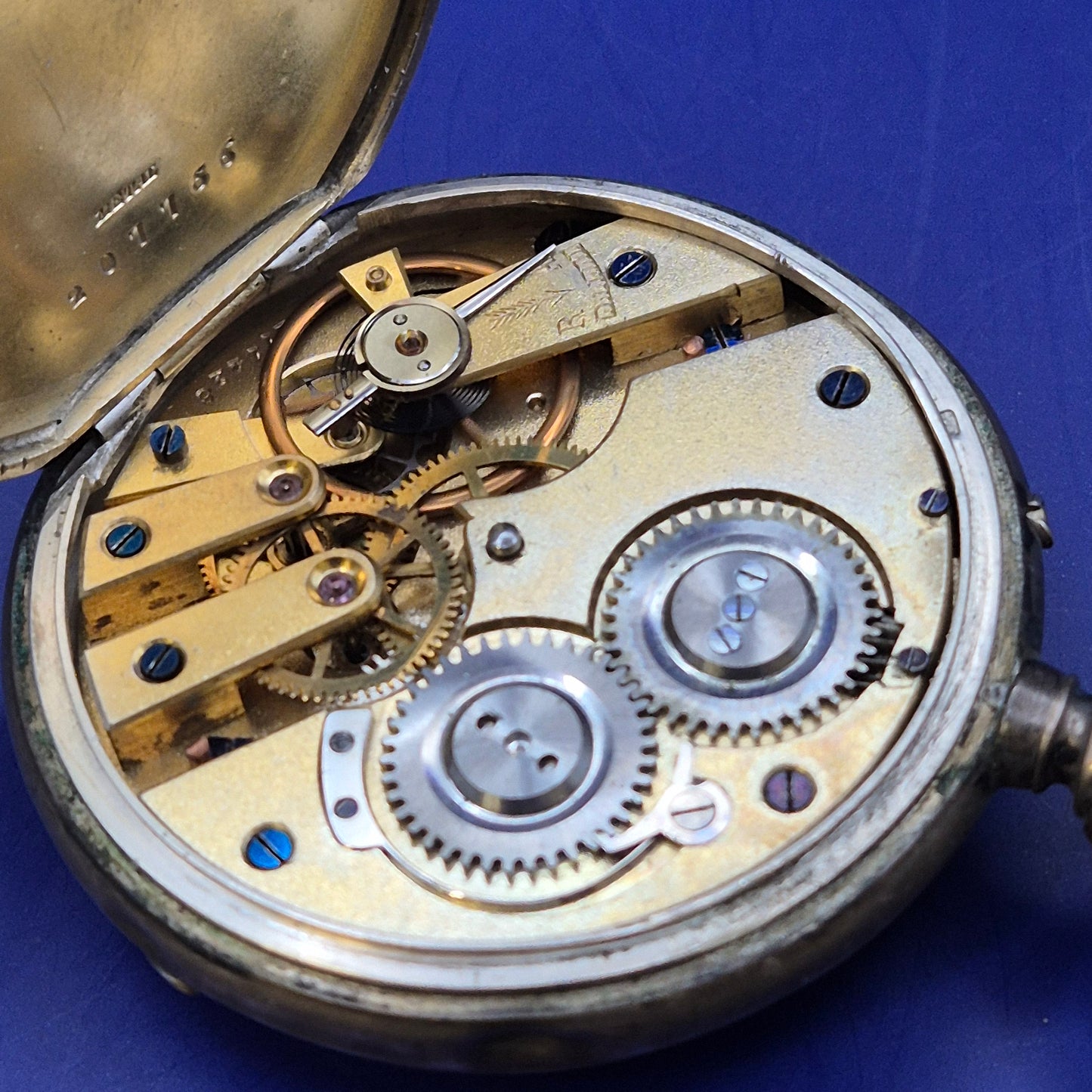 Antike Remontoir Zylinder Taschen Uhr – 800er Silber 10 Rubis
