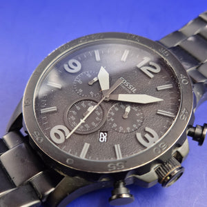 Markante Fossil Nate Herren Uhr – Schwarzer Chronograph im XL-Design