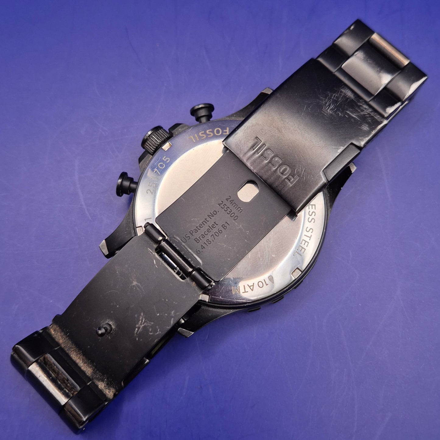 Markante Fossil Nate Herren Uhr – Schwarzer Chronograph im XL-Design