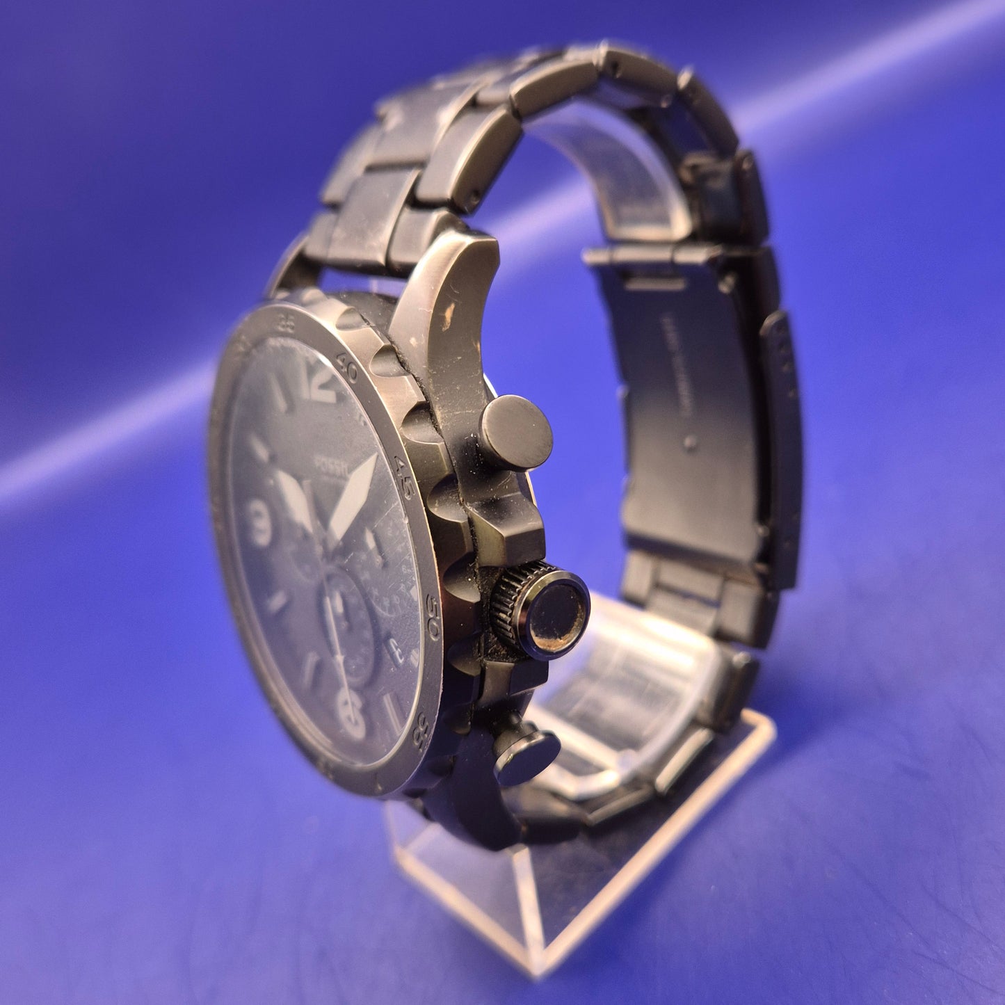Markante Fossil Nate Herren Uhr – Schwarzer Chronograph im XL-Design