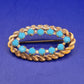 Vintage Damen Brosche Goldfarben mit Türkisblauen Steinen