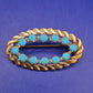 Vintage Damen Brosche Goldfarben mit Türkisblauen Steinen