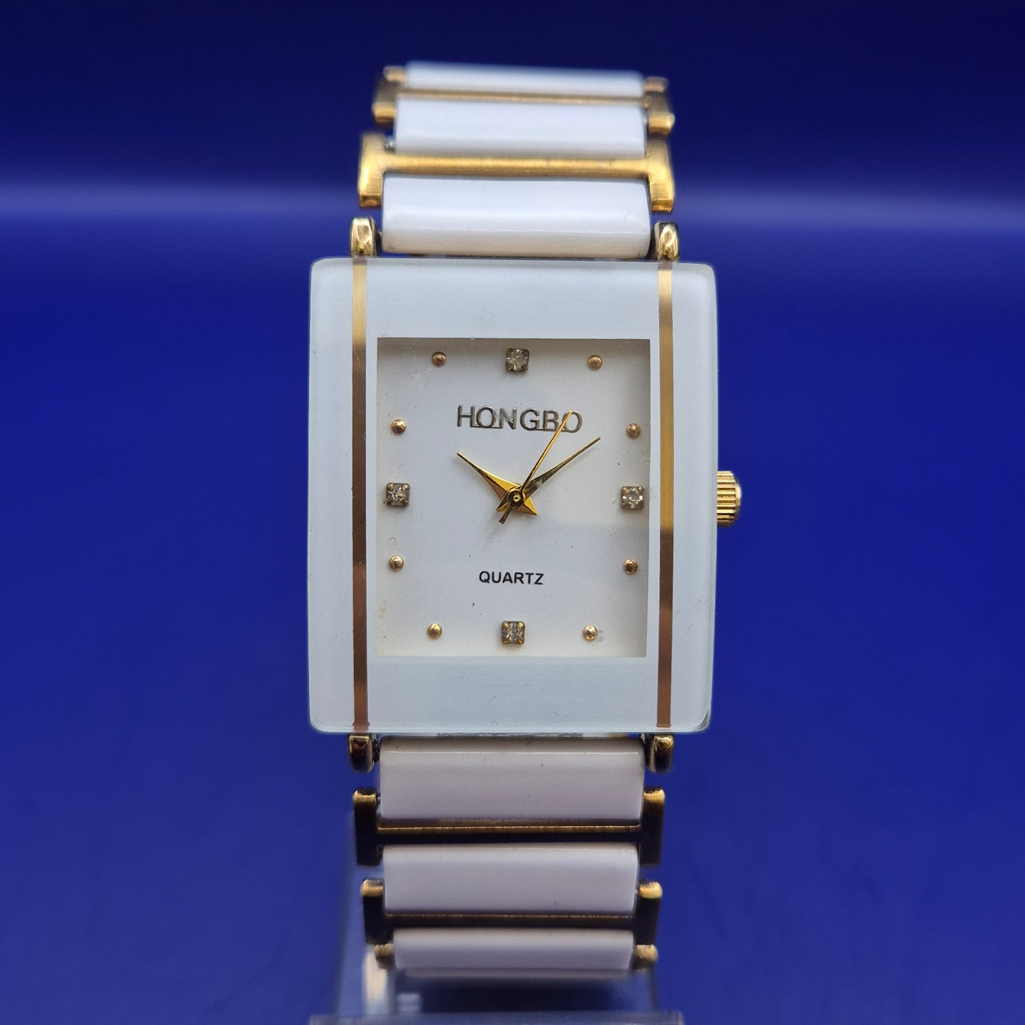 Elegante Hongbo Damen Uhr – Weißes Keramik Design mit Gold