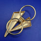 Vintage Damen Brosche im Geo-Look – Goldfarben mit Strassstein