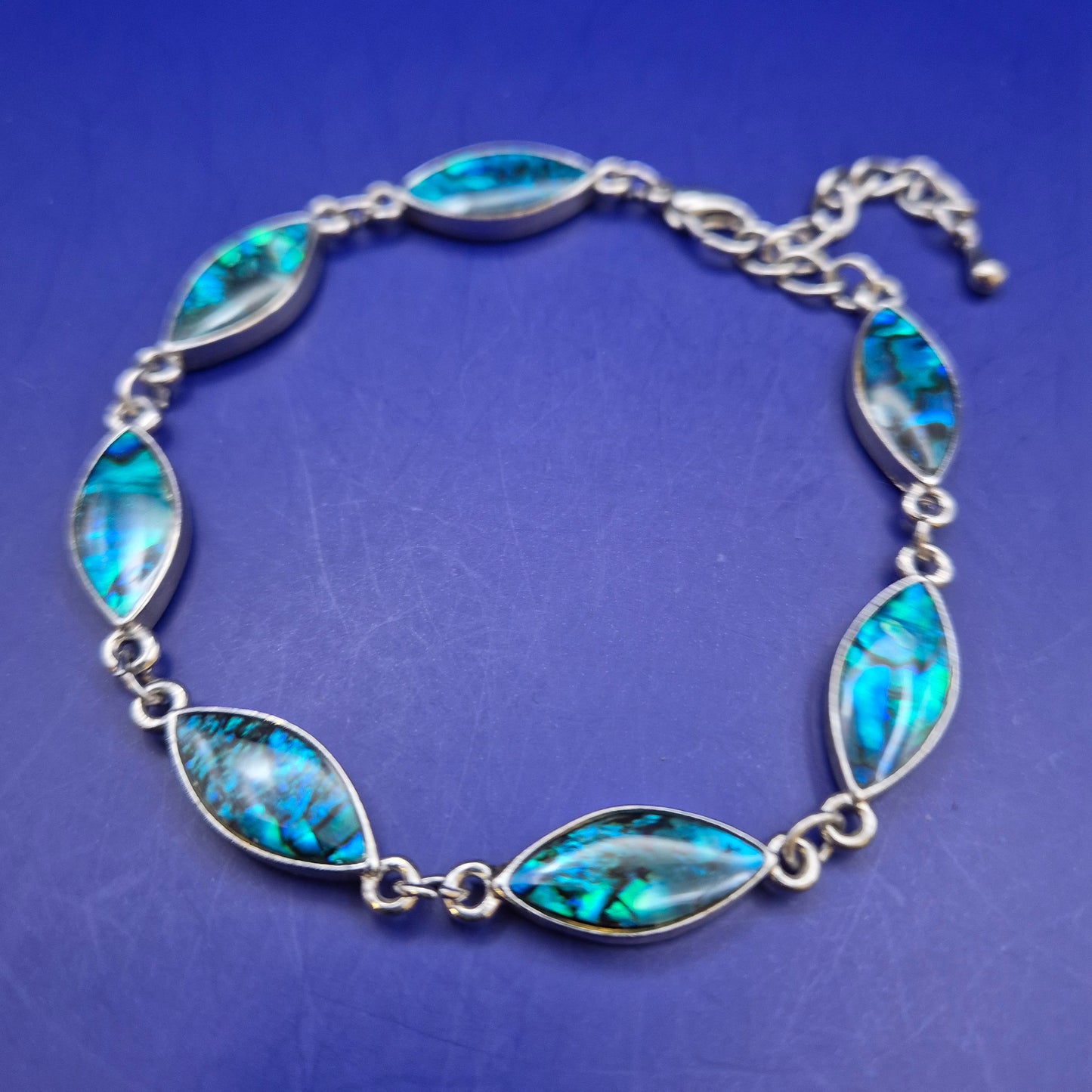 Elegantes Paua Muschel Damen Armband – Silberfarben mit Marquesa-Gliedern