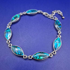 Elegantes Paua Muschel Damen Armband – Silberfarben mit Marquesa-Gliedern