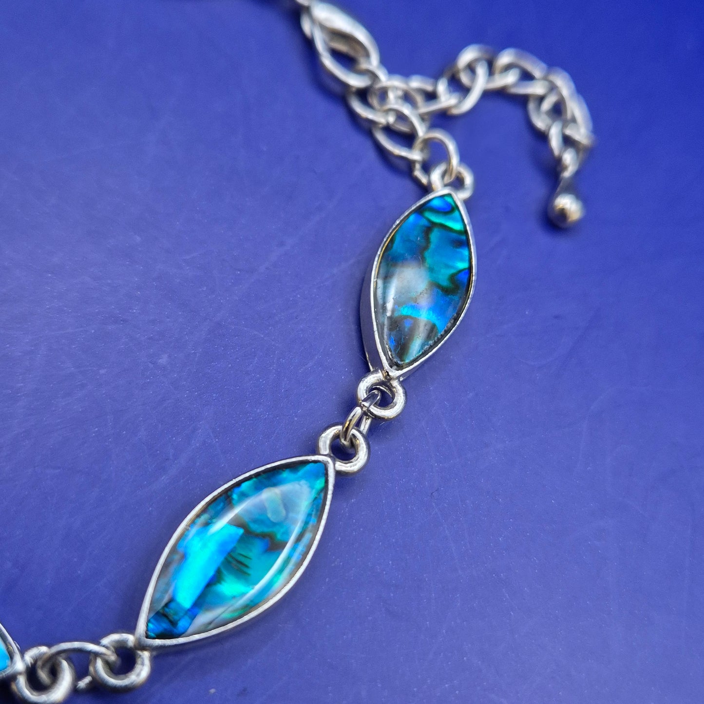 Elegantes Paua Muschel Damen Armband – Silberfarben mit Marquesa-Gliedern