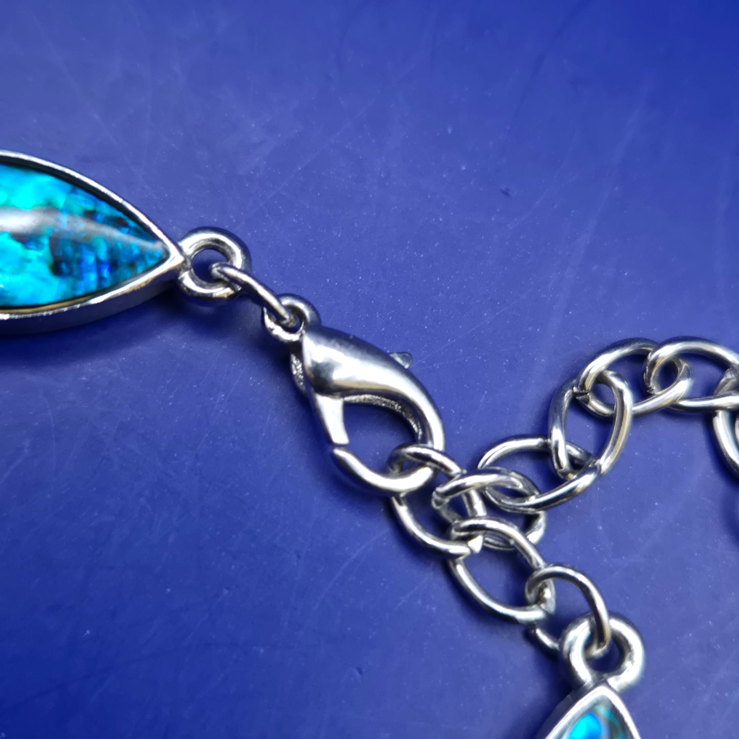 Elegantes Paua Muschel Damen Armband – Silberfarben mit Marquesa-Gliedern