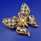 Edle Vintage Schmetterling Brosche – Goldfarben mit Strass Steinen