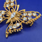 Edle Vintage Schmetterling Brosche – Goldfarben mit Strass Steinen