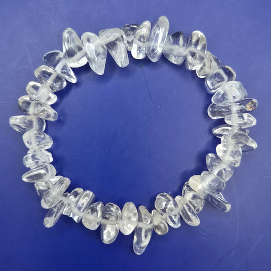 Vintage Armband aus klaren Quarzkristall Chips - Elastisches Schmuckstück