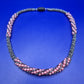 Perlen Kette geflochten Schwarz Pink Magnetverschluss Vintage