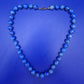 Vintage Damen Kette mit blauen Lapis Lazuli Perlen und Karabinerverschluss