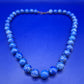 Vintage Damen Kette mit blauen Lapis Lazuli Perlen und Karabinerverschluss