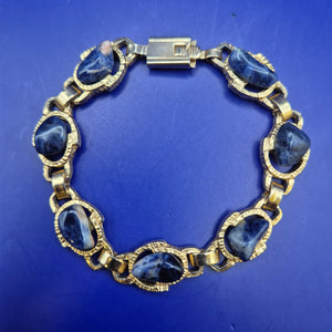 Vintage Armband mit Sodalith Steinen und Gold-Ton Fassung