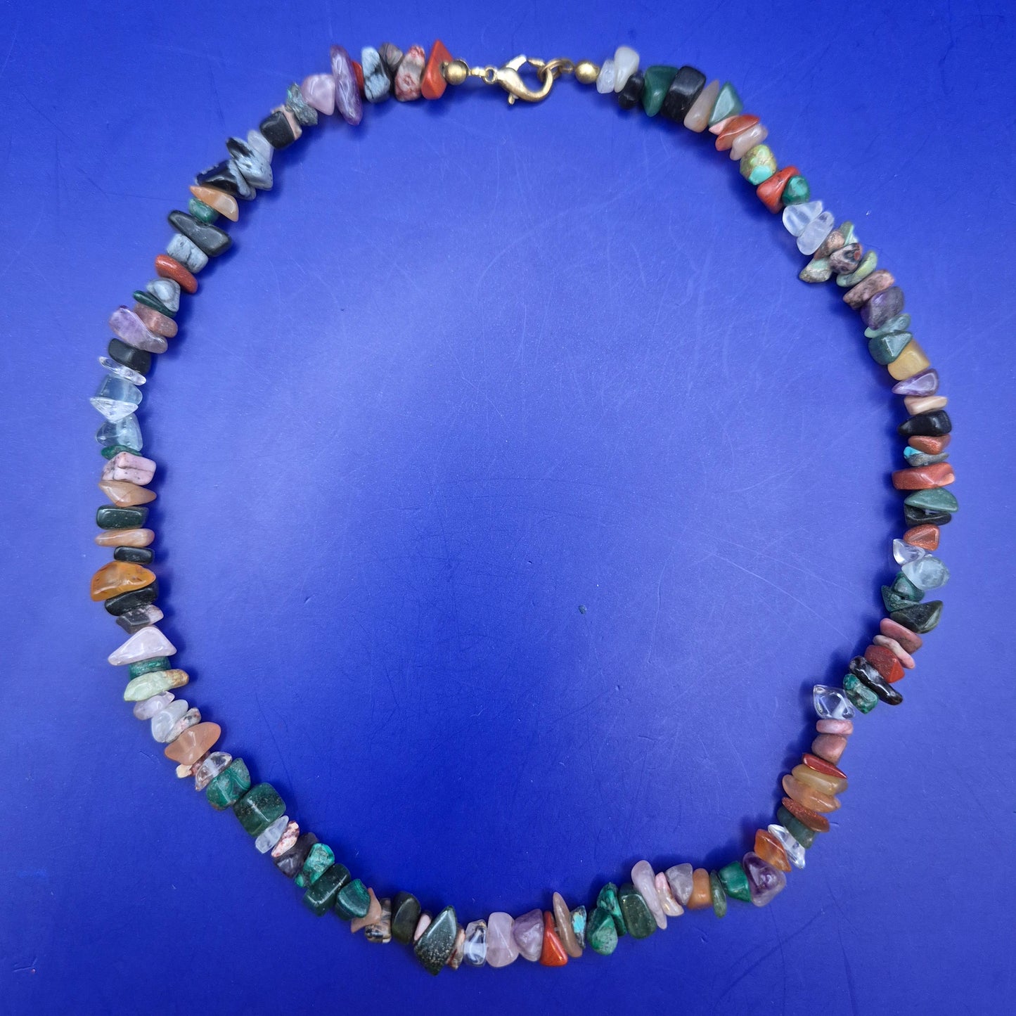 Bunte Edelstein Chip Kette mit Karabinerverschluss Vintage Schmuck