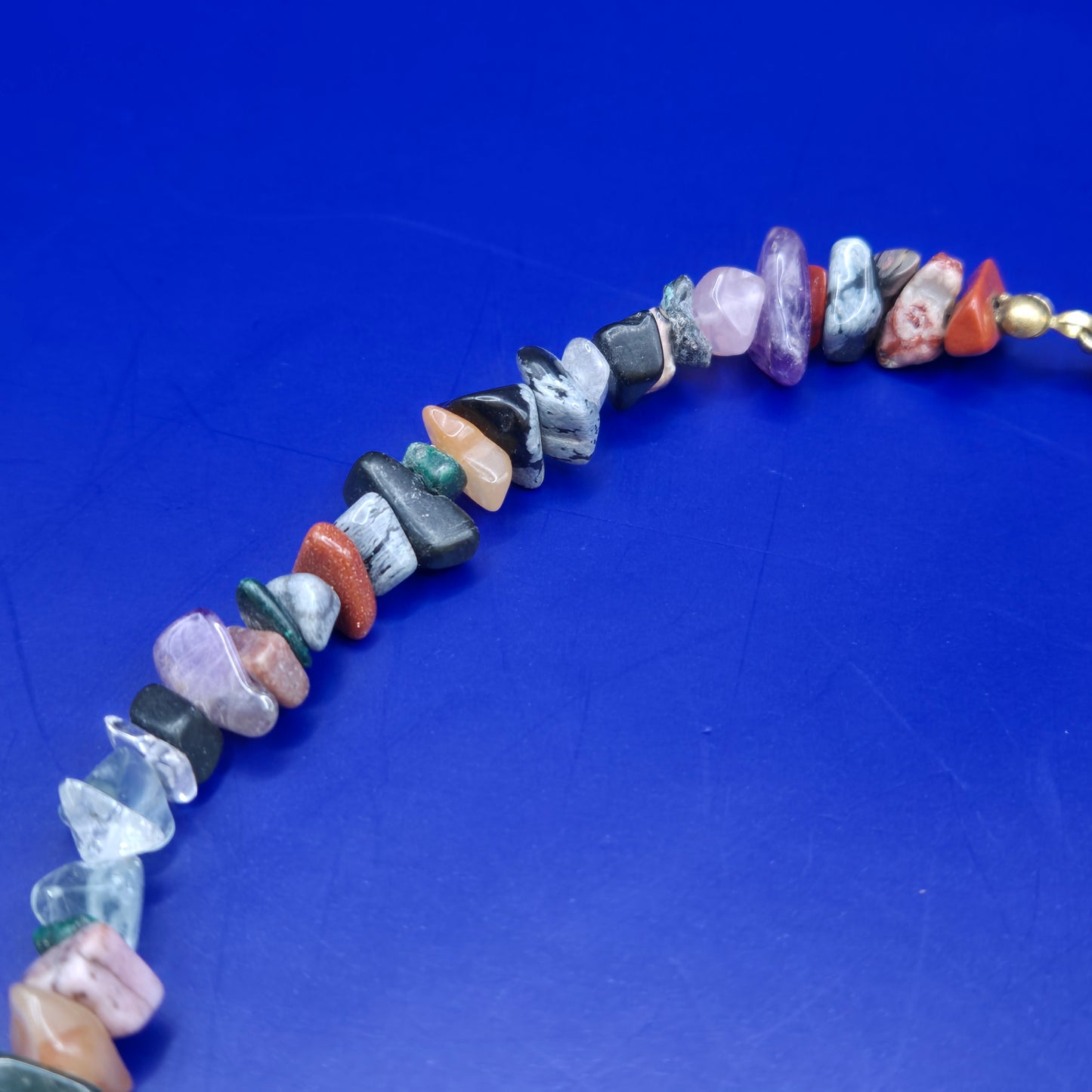 Bunte Edelstein Chip Kette mit Karabinerverschluss Vintage Schmuck
