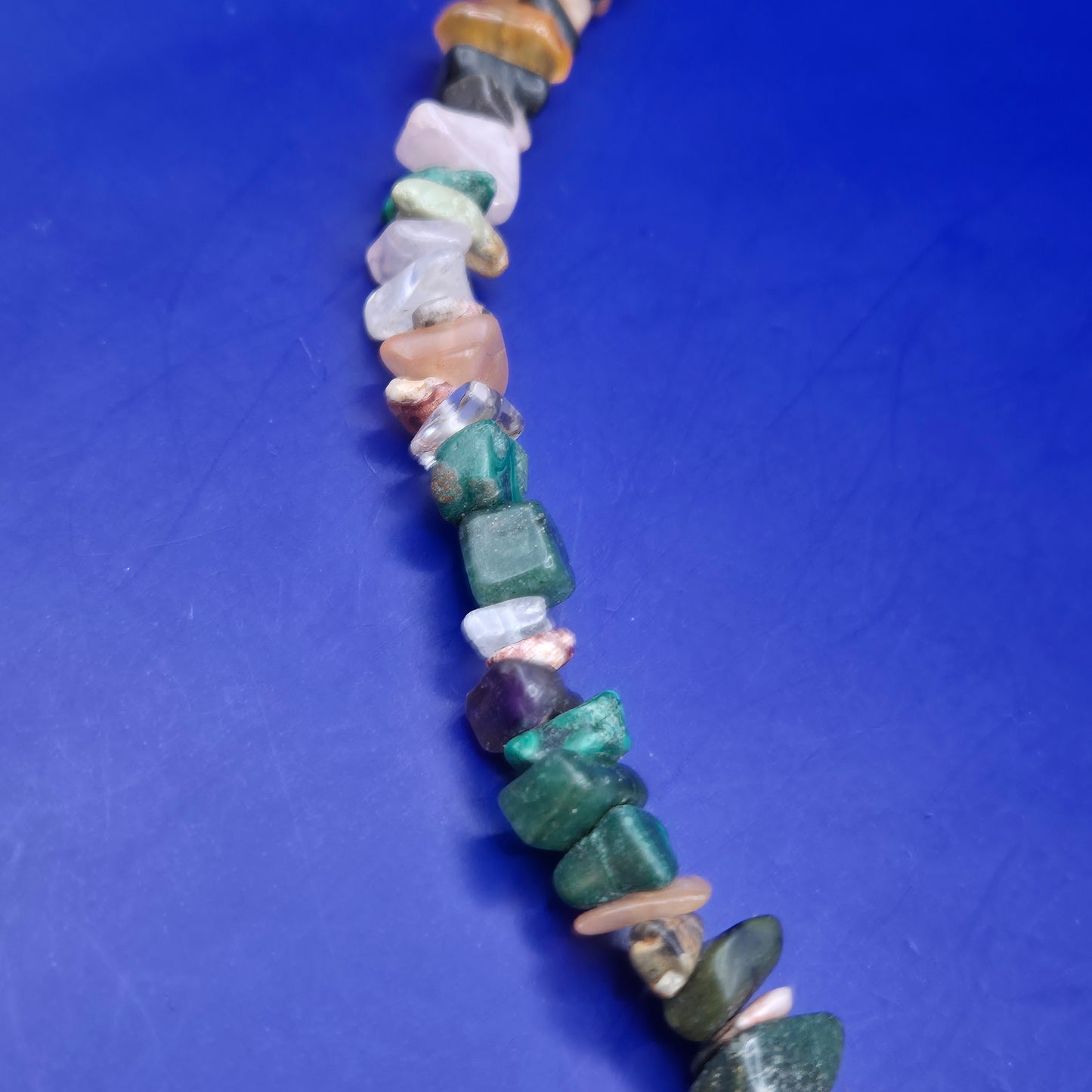Bunte Edelstein Chip Kette mit Karabinerverschluss Vintage Schmuck