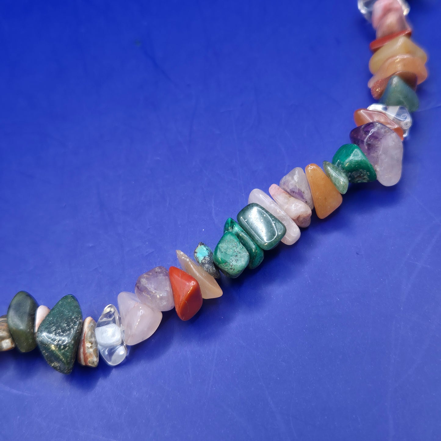 Bunte Edelstein Chip Kette mit Karabinerverschluss Vintage Schmuck