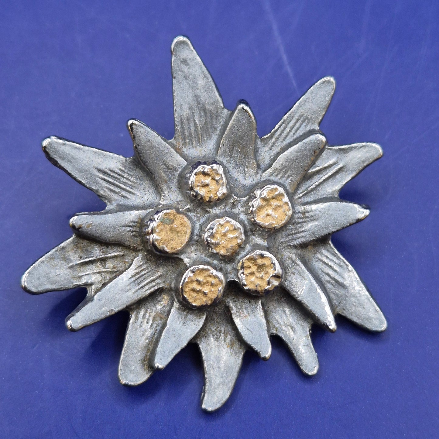 Vintage Edelweiß Brosche Alpen Blume Tracht Schmuck Metall Pin
